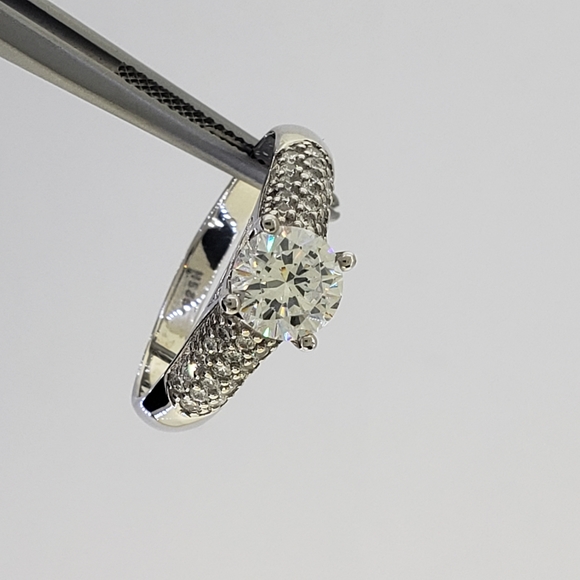 925 Sterling Silver Ladies C-Z Engagement Ring - Picture 6 of 8